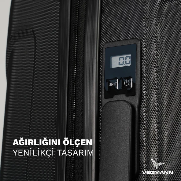 Vegmann Tartılı Scavel Antrasit 3 lü Valiz Seti - 4