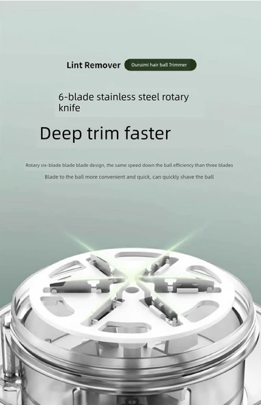 Tüy Topu Kesici Kadın Tıraş Makinesi - Yükseltme +5 Altı Yaprak Kesici Başlık + Ağ Kapağı - Resim 11