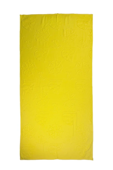 Hızlı Kuruyan Plaj Havlusu %100 Pamuk Yellow Marine Dokuma Plaj Havlusu - Sarı