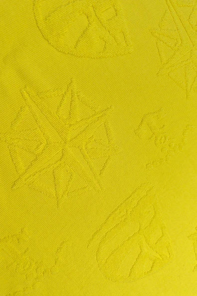 Hızlı Kuruyan Plaj Havlusu %100 Pamuk Yellow Marine Dokuma Plaj Havlusu - Sarı - 2