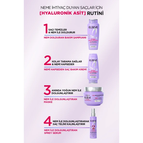 L'Oréal Paris Elseve Hydra [Hyaluronic] Nemi Hapseden Saç Bakım Kremi 250ml - 7
