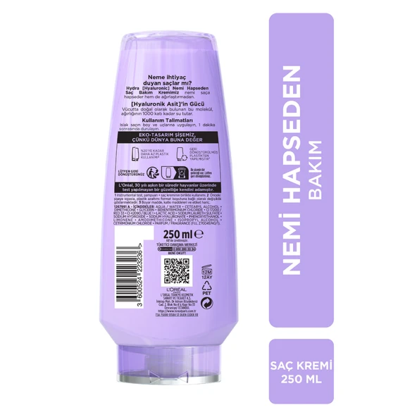 L'Oréal Paris Elseve Hydra [Hyaluronic] Nemi Hapseden Saç Bakım Kremi 250ml - 6