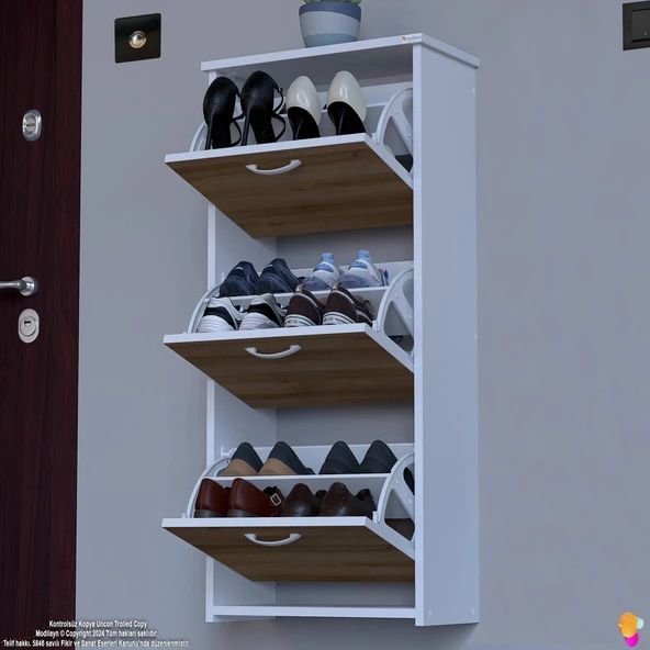 Modilayn WEST Asma Kapı Önü 52x 116 x26 cm’lik 3 Düşer Kapak 6 Göz Bölmeli Ayakkabılık ürün görseli