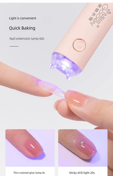 Taşınabilir Manikür UV LED Tırnak Lambası - Sevimli Kedi Beyaz Veri Kablosu ile - 8