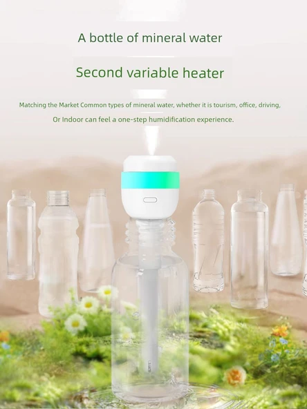 Mini Taşınabilir Masaüstü Hava Nemlendirici - Beyaz - Nano İnce Sis - Şarj Edilebilir - Atmosferik Gece Lambası - 2