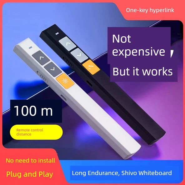 Çok Fonksiyonlu Lazer Pointer PPT Uzaktan Kumanda Kalemi - Minimalist Beyaz - 2