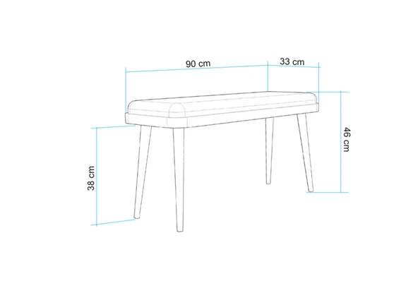 Esyala Saga Mini Bench, Karina Meşe Antrasit 1053 - 3