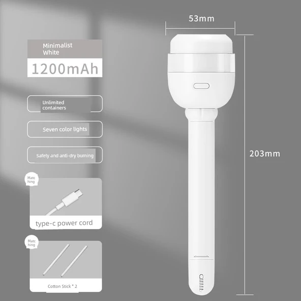 Mini Taşınabilir Masaüstü Hava Nemlendirici - Beyaz - Nano İnce Sis - Şarj Edilebilir - Atmosferik Gece Lambası