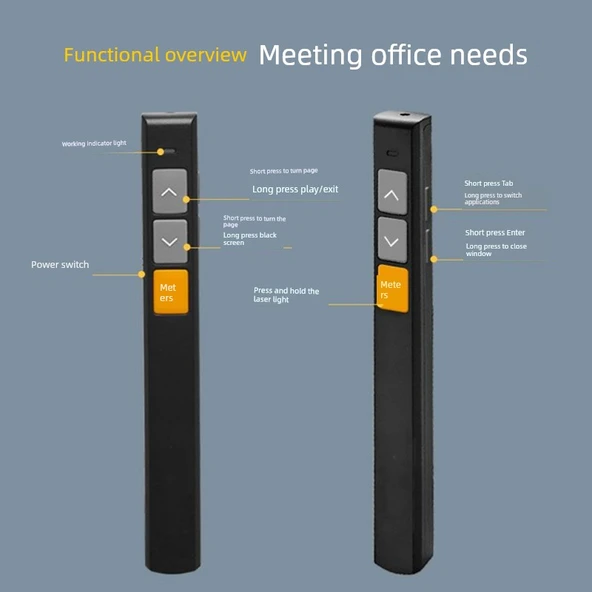 Çok Fonksiyonlu Lazer Pointer PPT Uzaktan Kumanda Kalemi - Minimalist Beyaz - 5