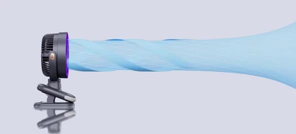 USB Şarjlı Taşınabilir Masa Klipsi Fan - Krem Beyaz - Prizli - 11