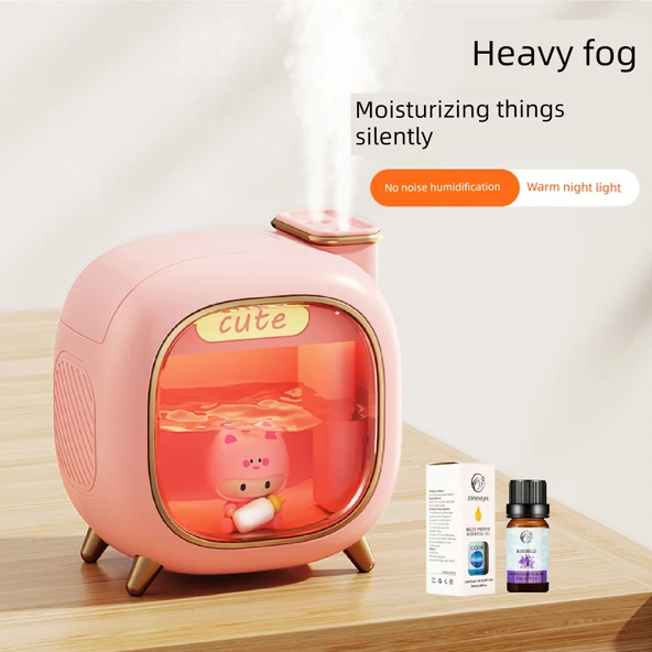 Pembe 500ml İkili Sprey Nemlendirici - Pil + 20ml Uçucu Yağ
