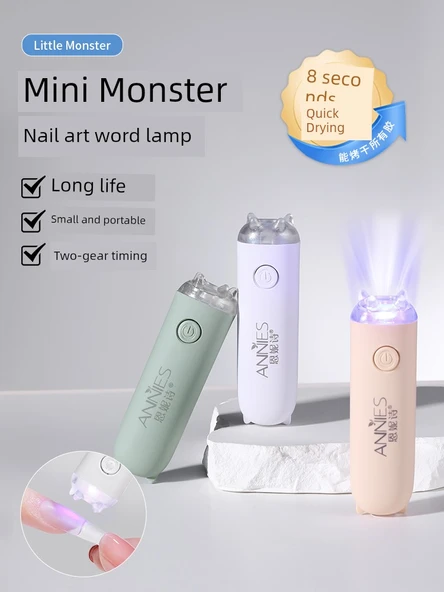 Taşınabilir Mini UV Oje Lambası - Meow Meow Sevimli Eğlenceli Lambası Beyaz Veri Hattı - 2