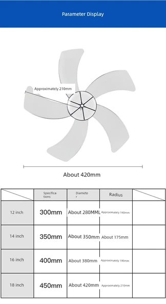 Fan Kanadı 14 İnç Sert Yaprak Rüzgar 350mm - 9
