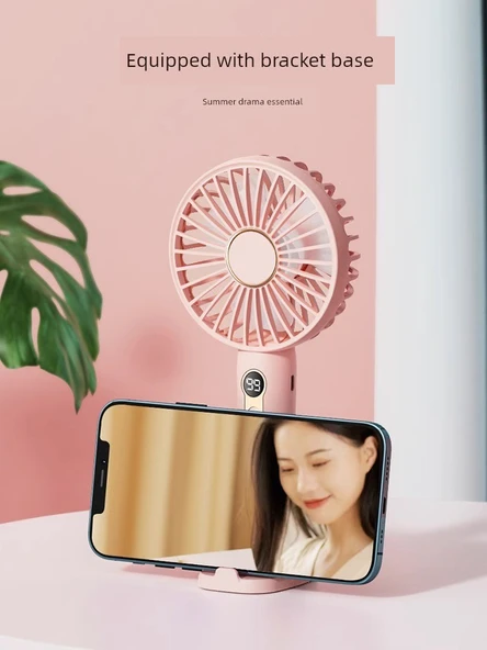 Taşınabilir USB El Fanı - Şık Mavi - 8000mAh - 5 Hızlı - Dijital Ekran - 5