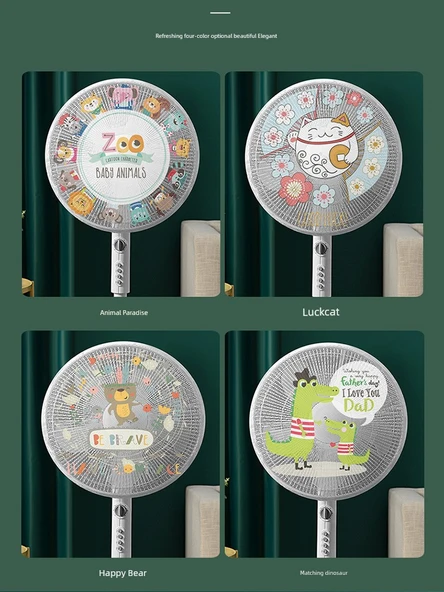 Çocuklar için Güvenlik Fan Kapağı - Uyumlu Dinozor [2 Paket] 40-50cm - 4