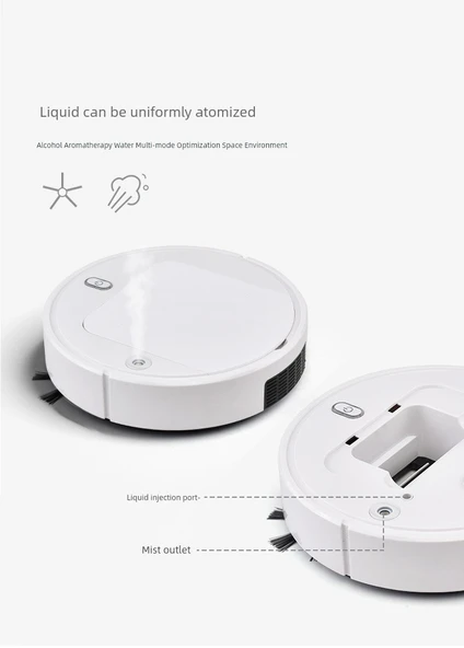 3'ü 1 Arada Süpürme Robotu - Mop Makinesi - Beyaz - 11