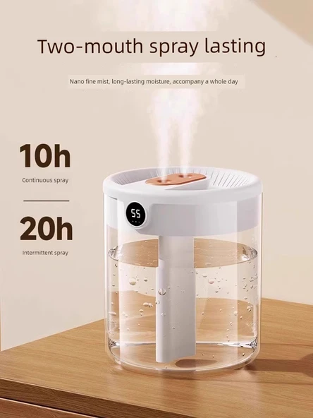 2L Büyük Kapasiteli USB Nemlendirici - Cornus Officinalis Tozu - 8 Pamuklu Çubuklu - Nem İzleme Özellikli - 4
