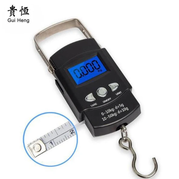 Taşınabilir Elektronik Kanca Terazisi - Çince - 50kg/10g - Mezura ile
