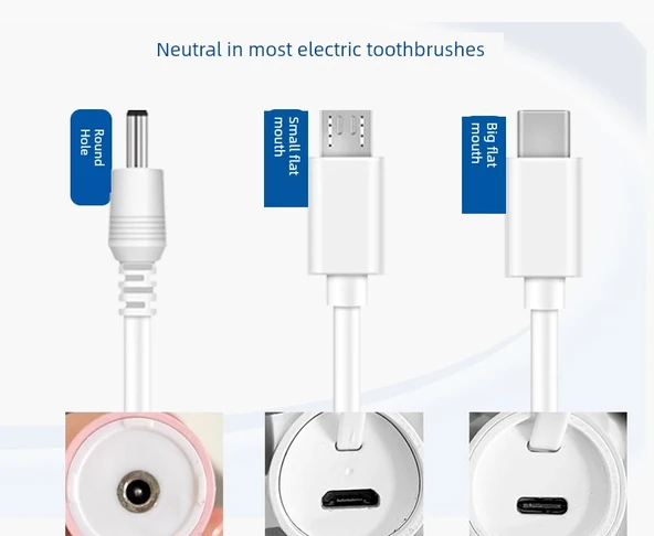 Elektrikli Diş Fırçası Şarj Kablosu - Adaptasyon Budding Ev Elektrikli Diş Fırçası Yuvarlak Başlık - 6