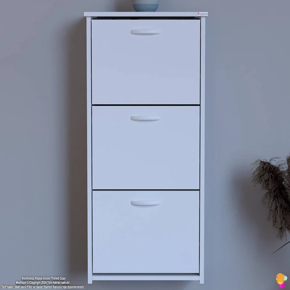Modilayn WEST Asma Antre 52x116x 26 cm’ lik 3 Düşer Kapak 6 Göz Bölmeli Ayakkabılık - Resim 3