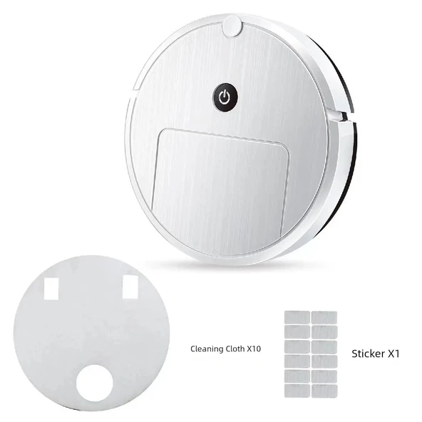 USB Şarjlı Otomatik Süpürme Robot Mop - Beyaz Pil - 2