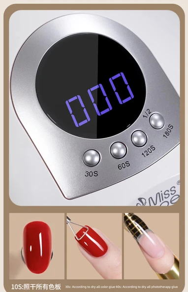 268W Yüksek Güçlü İkili Işık Tırnak Lambası - Pembe (Kırmızı ve Mavi Işık) + Anti-UV Eldivenler - 11