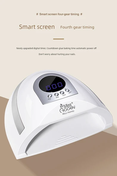 268W Yüksek Güçlü İkili Işık Tırnak Lambası - Pembe (Kırmızı ve Mavi Işık) + Anti-UV Eldivenler - 9