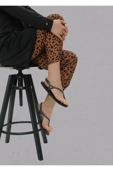 Mayovera Kaplan Desenli Mayo Bej Pantolon - 2