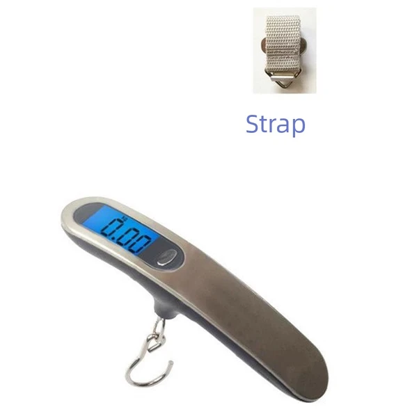 Taşınabilir 50kg Dijital Bagaj Tartısı - Siyah Kanca + Şerit + Pil