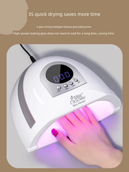 268W Yüksek Güçlü İkili Işık Tırnak Lambası - Beyaz (Kırmızı ve Mavi Işık) + Anti-UV Eldivenler - 4