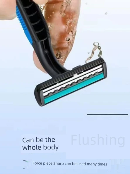 Tek Kullanımlık Çift Kenar Paslanmaz Çelik Tıraş Bıçağı - Yeşil + Krem - 10 Adet - Resim 4