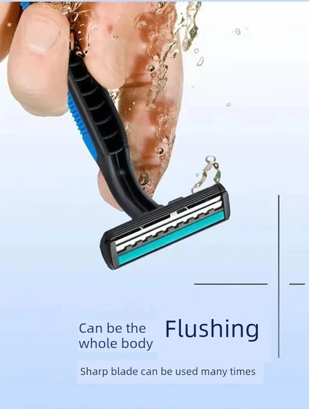 Tek Kullanımlık Çift Kenar Paslanmaz Çelik Tıraş Bıçağı - Yeşil + Krem - 10 Adet - Resim 11