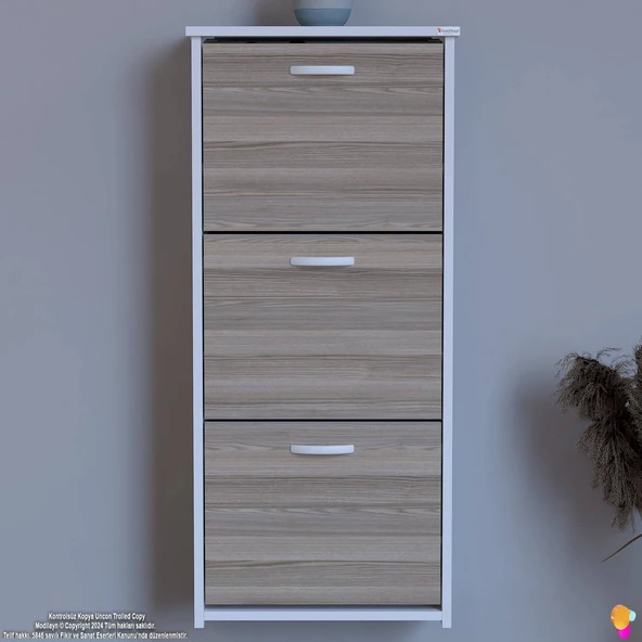 Modilayn WEST Asma Antre 52 x116x 26 cm’ lik 3 Düşer Kapak 6 Göz Bölmeli Ayakkabılık - Resim 3