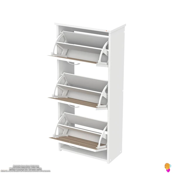 Modilayn WEST Asma Antre 52 x116x 26 cm’ lik 3 Düşer Kapak 6 Göz Bölmeli Ayakkabılık - Resim 6