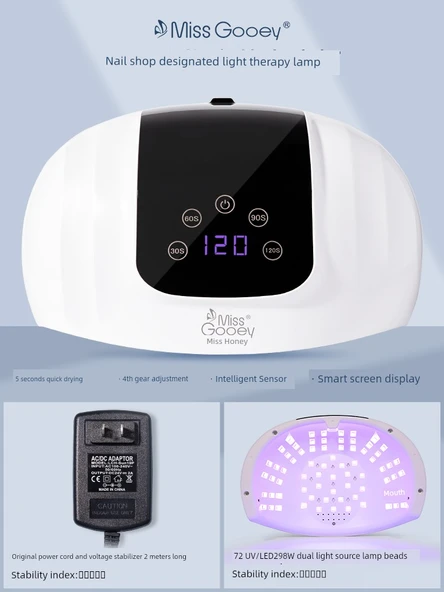 Hızlı Kuruyan LED Oje Lambası - Kırmızı Işık - 298W - Dokunmatik Mod - 3