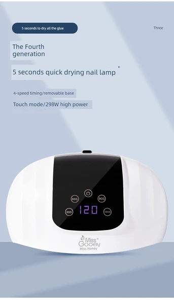Hızlı Kuruyan LED Oje Lambası - Kırmızı Işık - 298W - Dokunmatik Mod - 8