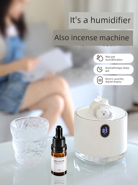 Uzay Kedisi Nemlendirici - Beyaz - 500ml Büyük Sprey - Gece Lambası - 3