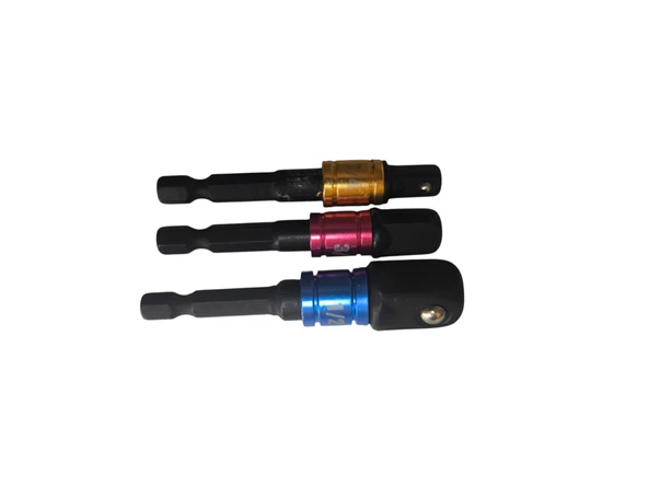 Siyah 3 Parça Bits Adaptörü Seti (1/2" - 3/8" - 1/4")