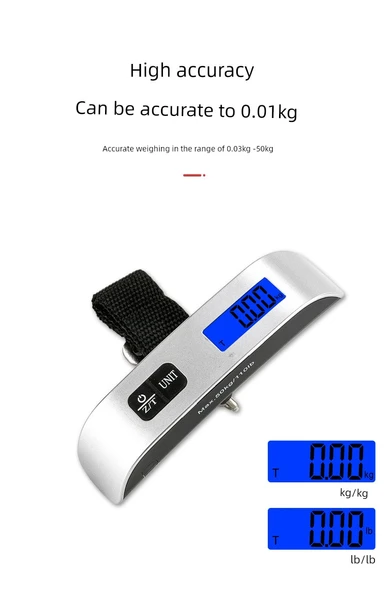 Taşınabilir Dijital Bagaj Tartısı - 50kg/10g Kanca - 10