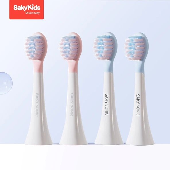 Saky B32s Çocuk Elektrikli Diş Fırçası Yedek Başlık - 4-Mavi + Pembe