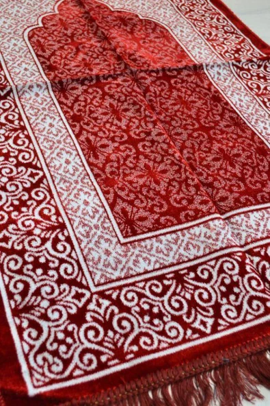 Kadife Seccade - 70x110 cm  - Yumuşak ve Konforlu Kırmızı - Resim 2