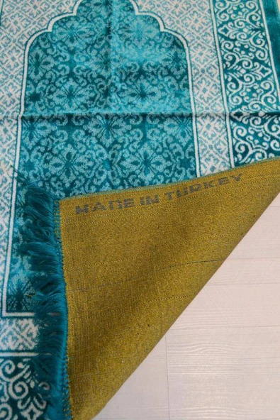 Kadife Seccade - 70x110 cm  - Yumuşak ve Konforlu Turkuaz - Resim 3