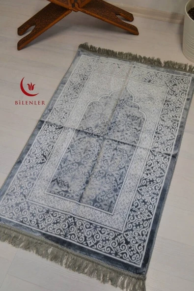 Kadife Seccade - 70x110 cm  - Yumuşak ve Konforlu Gri - 4