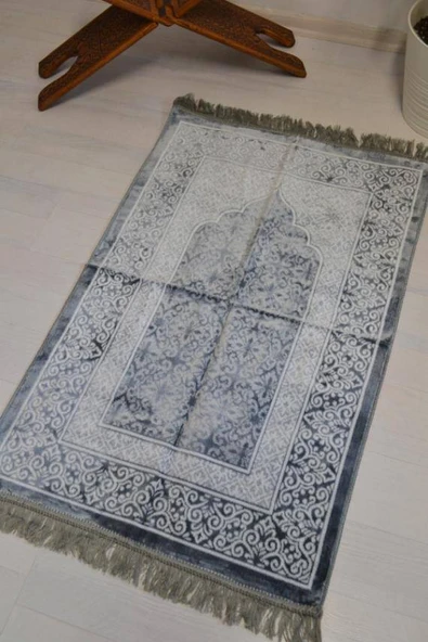 Kadife Seccade - 70x110 cm  - Yumuşak ve Konforlu Gri - Resim 4