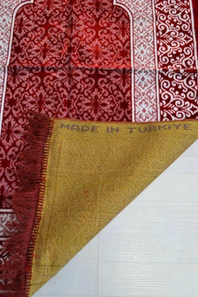 Kadife Seccade - 70x110 cm  - Yumuşak ve Konforlu Kırmızı - Resim 3