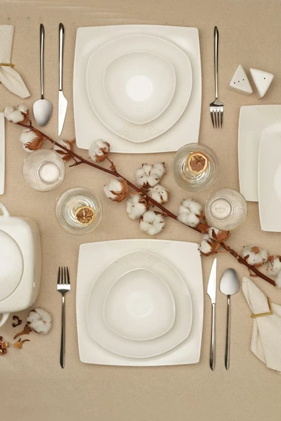 Karaca Şila Porselen 60 Parça 12 Kişilik Yemek Takımı Cream (açıklamayı okuyunuz) - 5