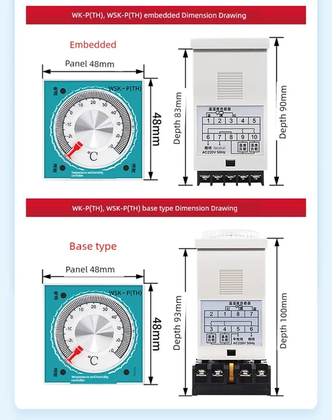 WK-P(TH) Sıcaklık Kontrol Cihazı - Gömülü - Isıtma Tipi - 7