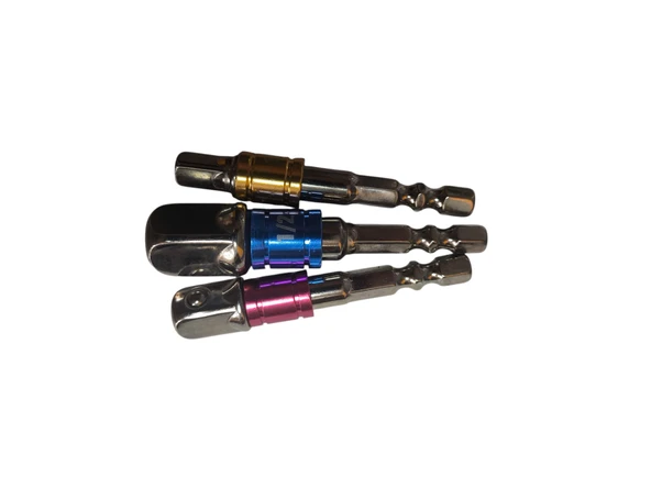 Metalik Beyaz 3 Parça Bits Adaptörü Seti (1/2" - 3/8" - 1/4") - 1