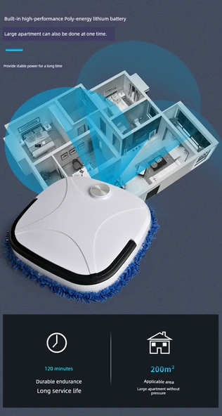 Otomatik Süpürme Mop Robotu - Beyaz - 9