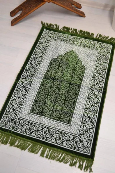 Kadife Seccade - 70x110 cm  - Yumuşak ve Konforlu Yeşil - Resim 4